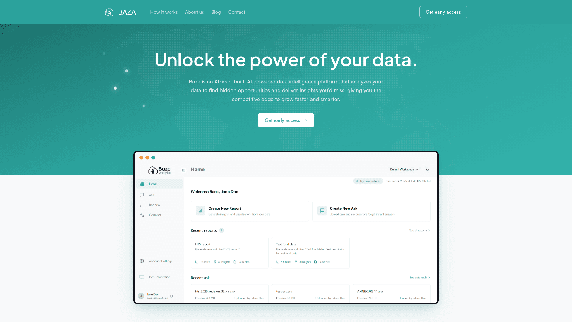 Baza — An African-built, AI-powered data intelligence platform that analyzes your data to find hidden opportunities and deliver insights you'd miss.