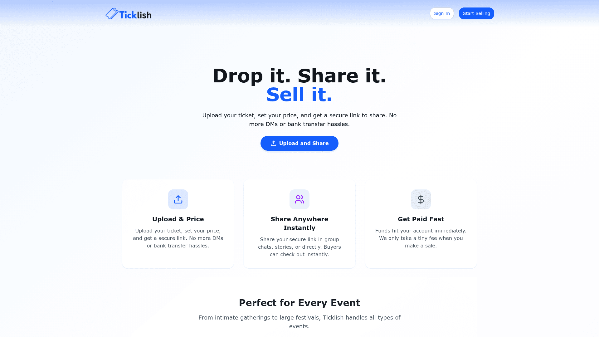Ticklish — Ticklish is a web-based platform designed to simplify ticket resale.